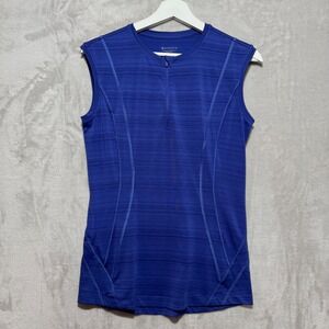 Athleta Womens Blue Sleeveless Quarter Zip Athletic Tank Top Size S RN 54023